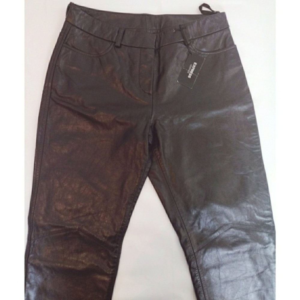 Express 100% leather black biker pants 4/5 NWT
